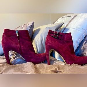 Beautiful Suede Burgundy Booties.